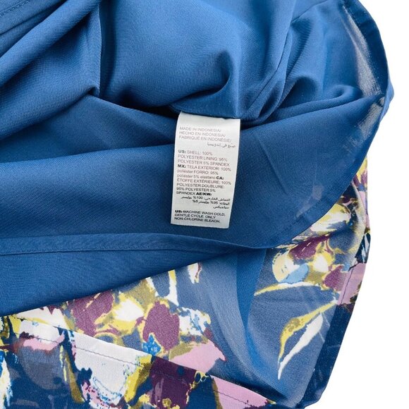 Chicos Blue Floral Long-Sleeve Blouse Size 00P Polyester Spandex Boho Chic Women - Picture 4 of 6